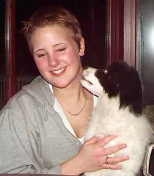 Dog Carer Au Pairs Border Collie lDeborah licking Lina's neck